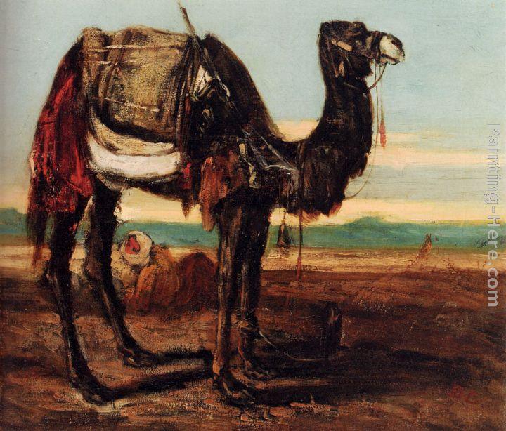 Alexandre-Gabriel Decamps A Bedouin And A Camel Resting In A Desert Landscape